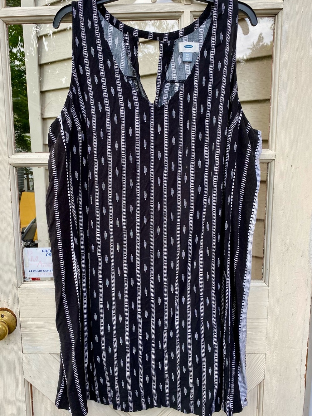 Old Navy Black and White Sleeveless Mini Dress with Vertical Pattern